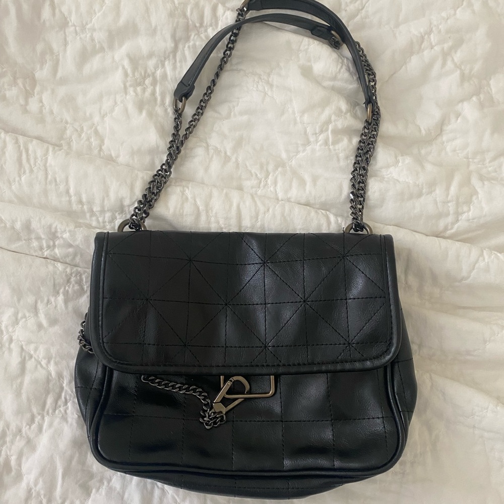 Zara black crossbody with silver chains
